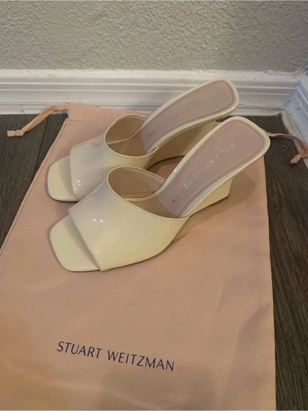 Y2K Stuart Weitzman Vinnie Wedge Mule Slide in Cream size 7B